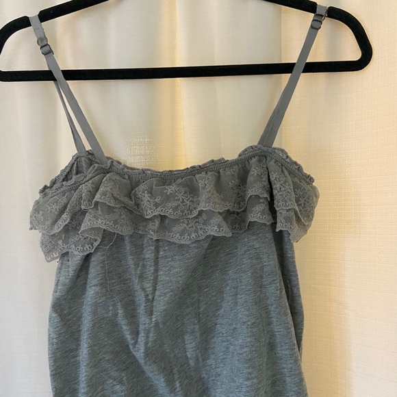 Grey Lace Ruffle Top - Picture 2 of 3